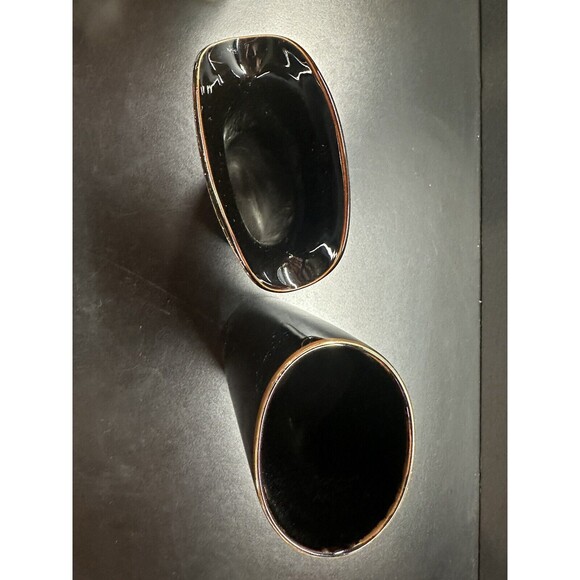 Japanese Kutani Vases Black with  Flowers Set Of 2 - Picture 4 of 5